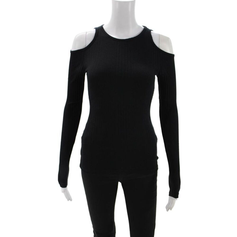Frame Shirt Women Black Crewneck Long Sleeve Top Supima Modal Spandex Size S